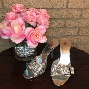 Silver Dressy Slide Heels